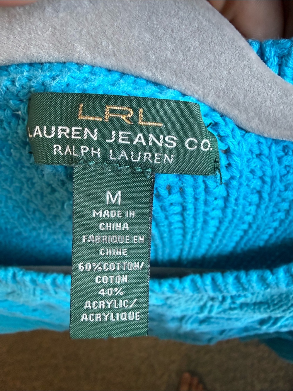 Lauren Ralph Lauren Teal Cable Knit Sweater